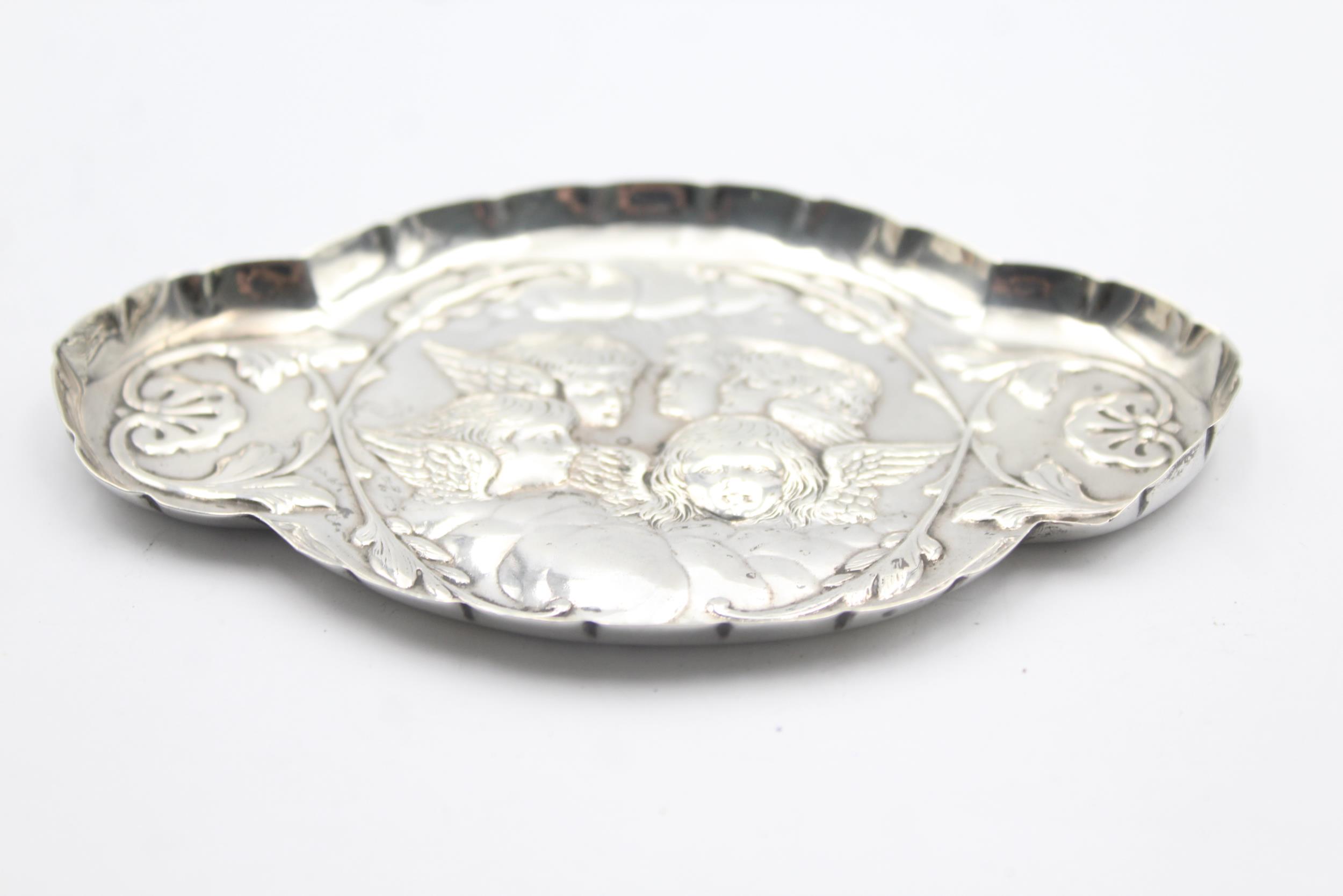 Antique Victorian 1897 London STERLING SILVER Cherub Pin / Trinket Dish (40g) // Maker - William - Image 3 of 5