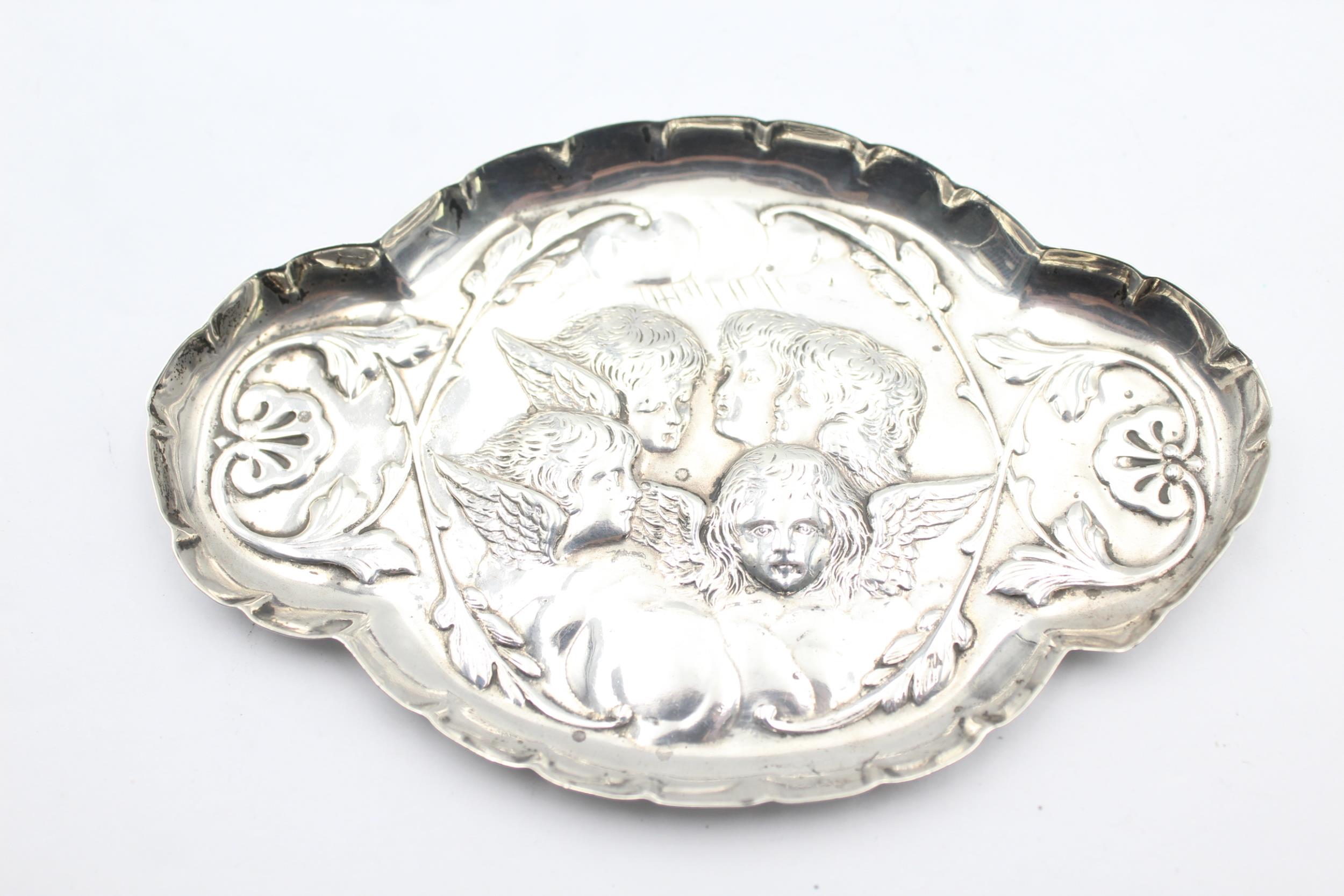 Antique Victorian 1897 London STERLING SILVER Cherub Pin / Trinket Dish (40g) // Maker - William