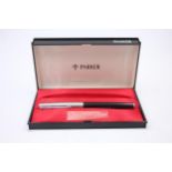 Vintage PARKER 61 Black FOUNTAIN PEN w/ Brushed Steel Cap WRITING Boxed // Vintage PARKER 61 Black