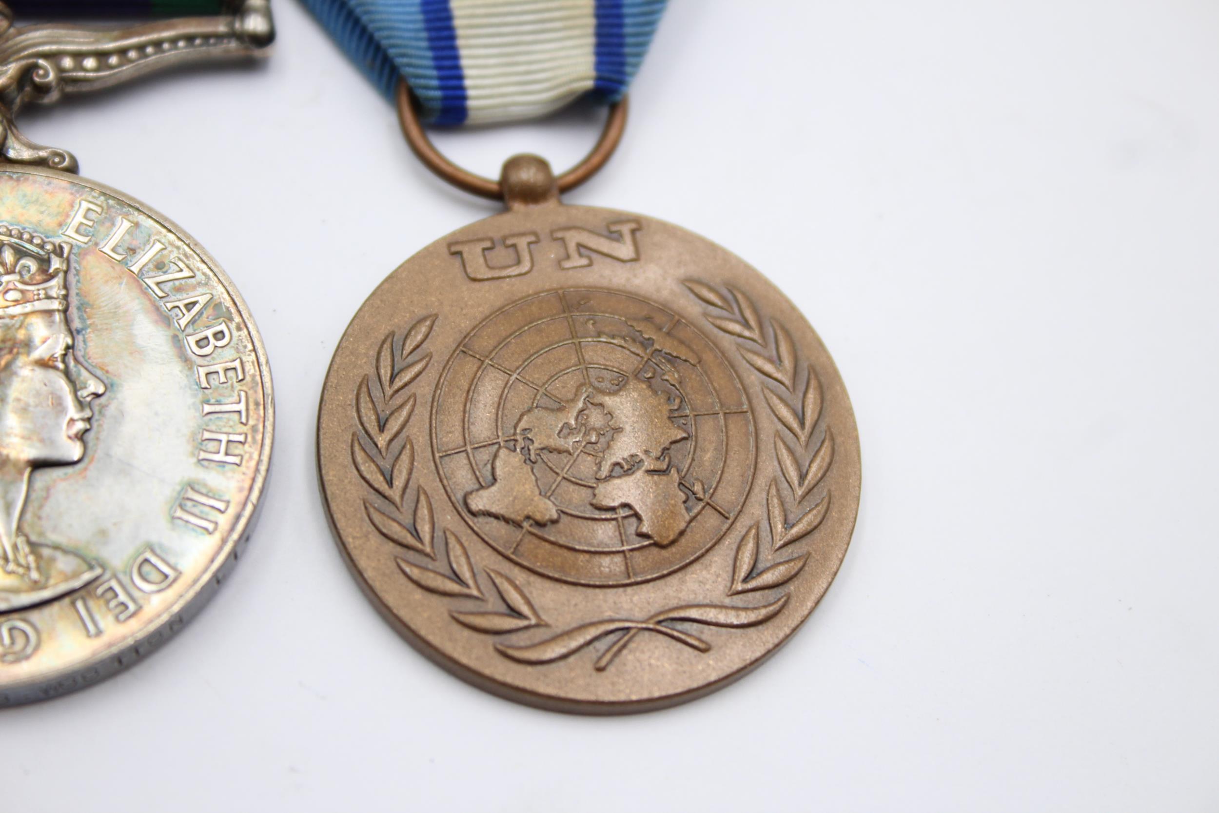 ER.II U.N Mounted Medal Pair Named Inc C.S.M Borneo & Northern Ireland // To CPL W.D Wootton - Light - Image 3 of 5