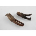 2 x Antique / Vintage Figural Carved Wood Nutcrackers Inc Eagle & Black Forest // Length: Eagle