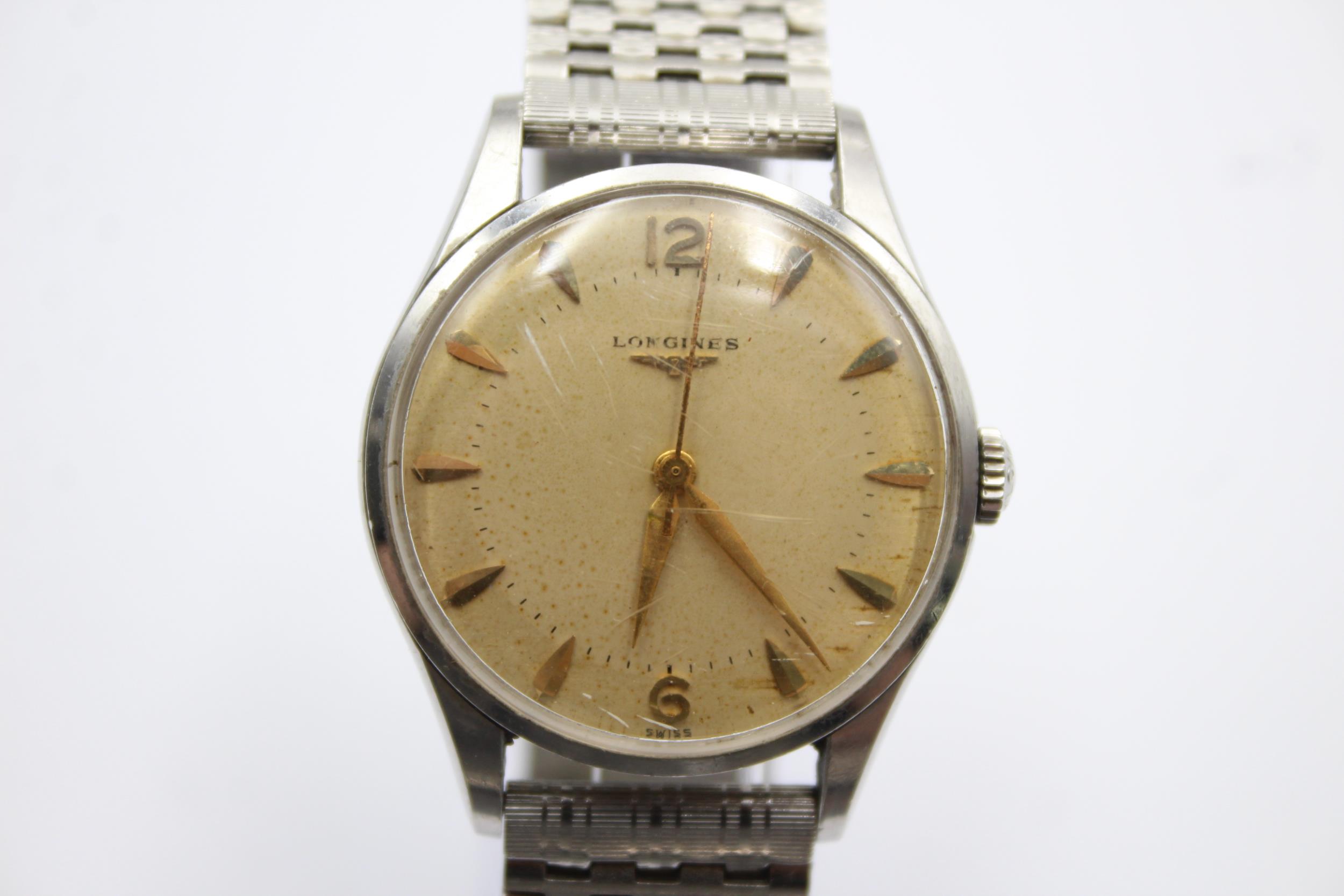 Vintage Gents LONGINES 1950'S Stainless Steel WRISTWATCH Hand-Wind WORKING // Vintage Gents LONGINES - Image 2 of 4