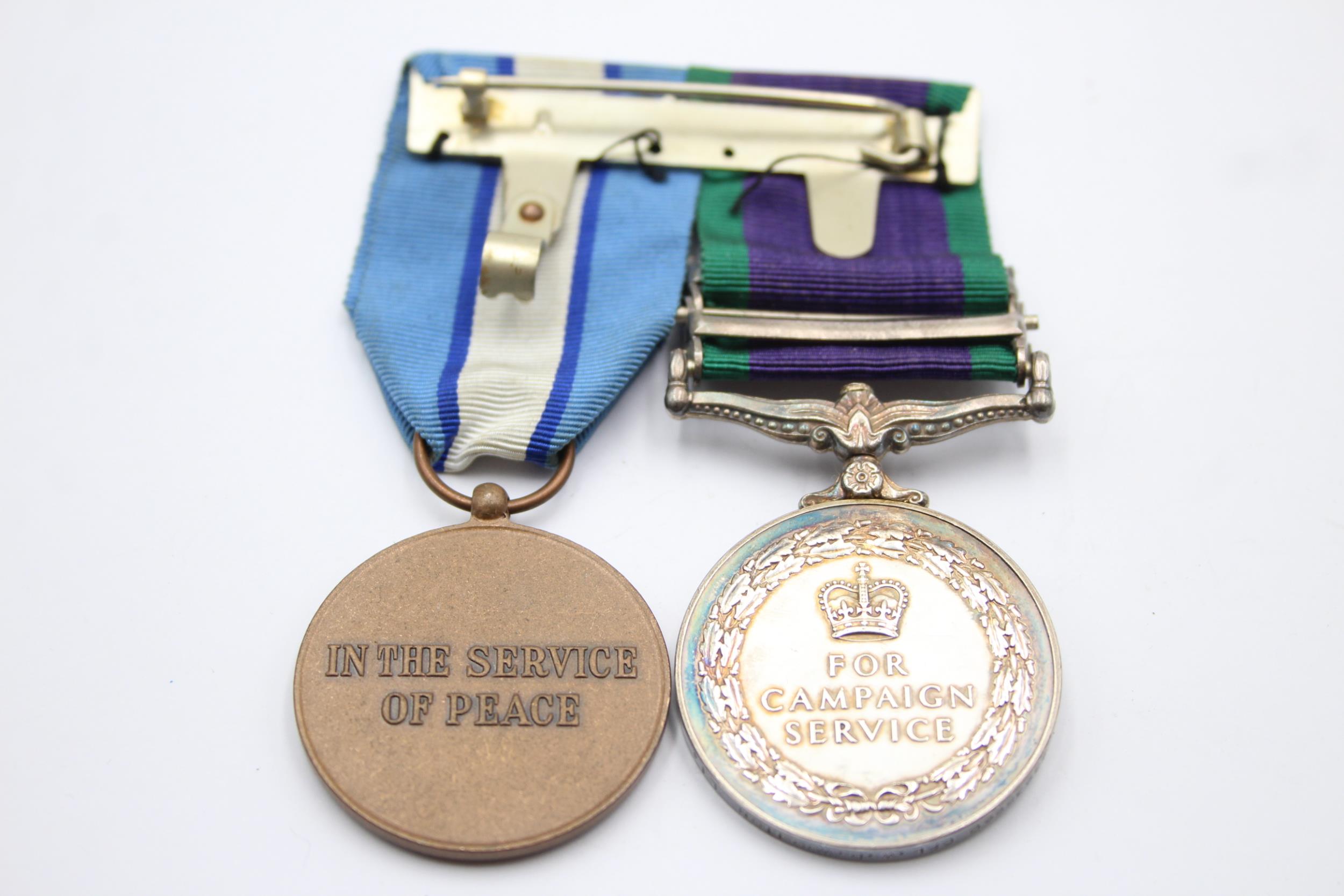 ER.II U.N Mounted Medal Pair Named Inc C.S.M Borneo & Northern Ireland // To CPL W.D Wootton - Light - Image 2 of 5