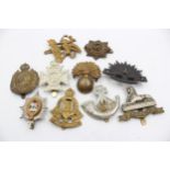 10 x Assorted Vintage MILITARY Cap Badges Inc K.S.L.I, Buffs, Grenadier Guards // In vintage