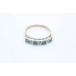 9ct Yellow And White Gold Diamond And Emerald Bicolour Seven Stone Ring (1.5g) Size K