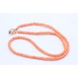 9ct Gold Clasp On Coral Beaded Strand Necklace (8.6g)