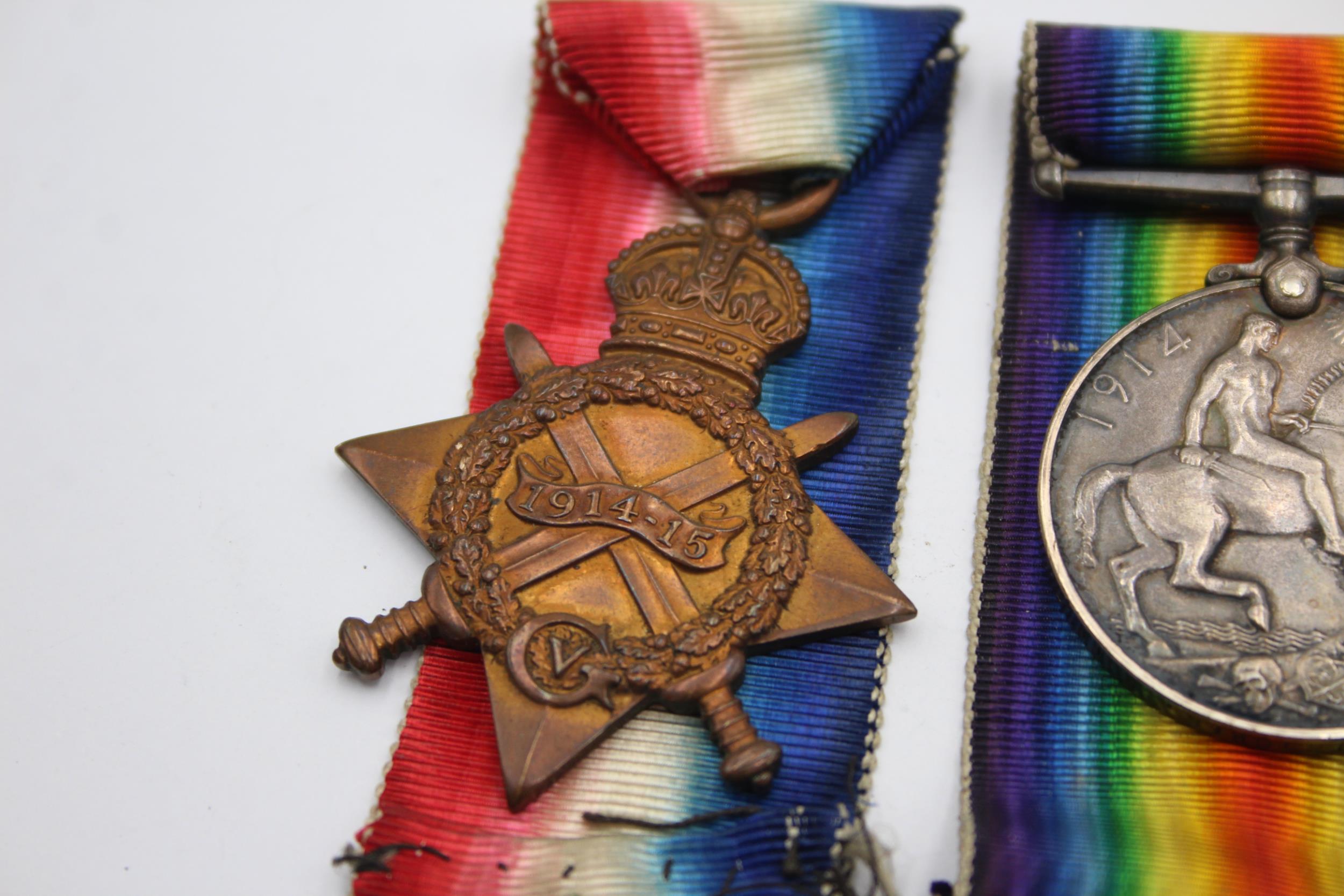 WW1 1914-15 Star Trio w/ Original Ribbons To 8274 PTE C.Tricker Suffolk Regt // In antique condition - Image 5 of 5