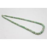 9ct Gold Clasp On Jade Graduated Beaded Strand Necklace (34.2g)
