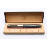 Vintage PARKER 51 Grey FOUNTAIN PEN w/ Brushed Steel Cap WRITING Boxed // Vintage PARKER 51 Grey