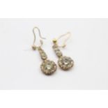 9ct Gold White Paste Cluster Column Drop Earrings (1.8g)