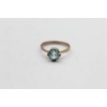 9ct Gold Round Blue Zircon Solitaire Ring (2.2g) Size N