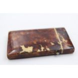 Antique / Vintage Tortoiseshell Calling Card Case // w/ Horse Themed Porcelain Pannel, Turquoise