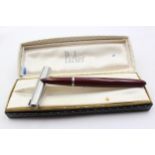 Vintage PARKER 51 Burgundy FOUNTAIN PEN w/ Brushed Steel Cap WRITING Boxed // Vintage PARKER 51