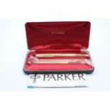 Vintage PARKER 61 Gold Plated FOUNTAIN PEN w/ Matching Pencil, Box Etc // Vintage PARKER 61 Gold