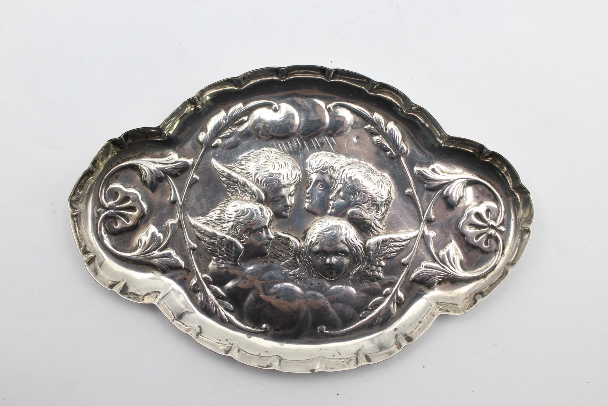 Antique Victorian 1897 London STERLING SILVER Cherub Pin / Trinket Dish (40g) // Maker - William - Image 2 of 5