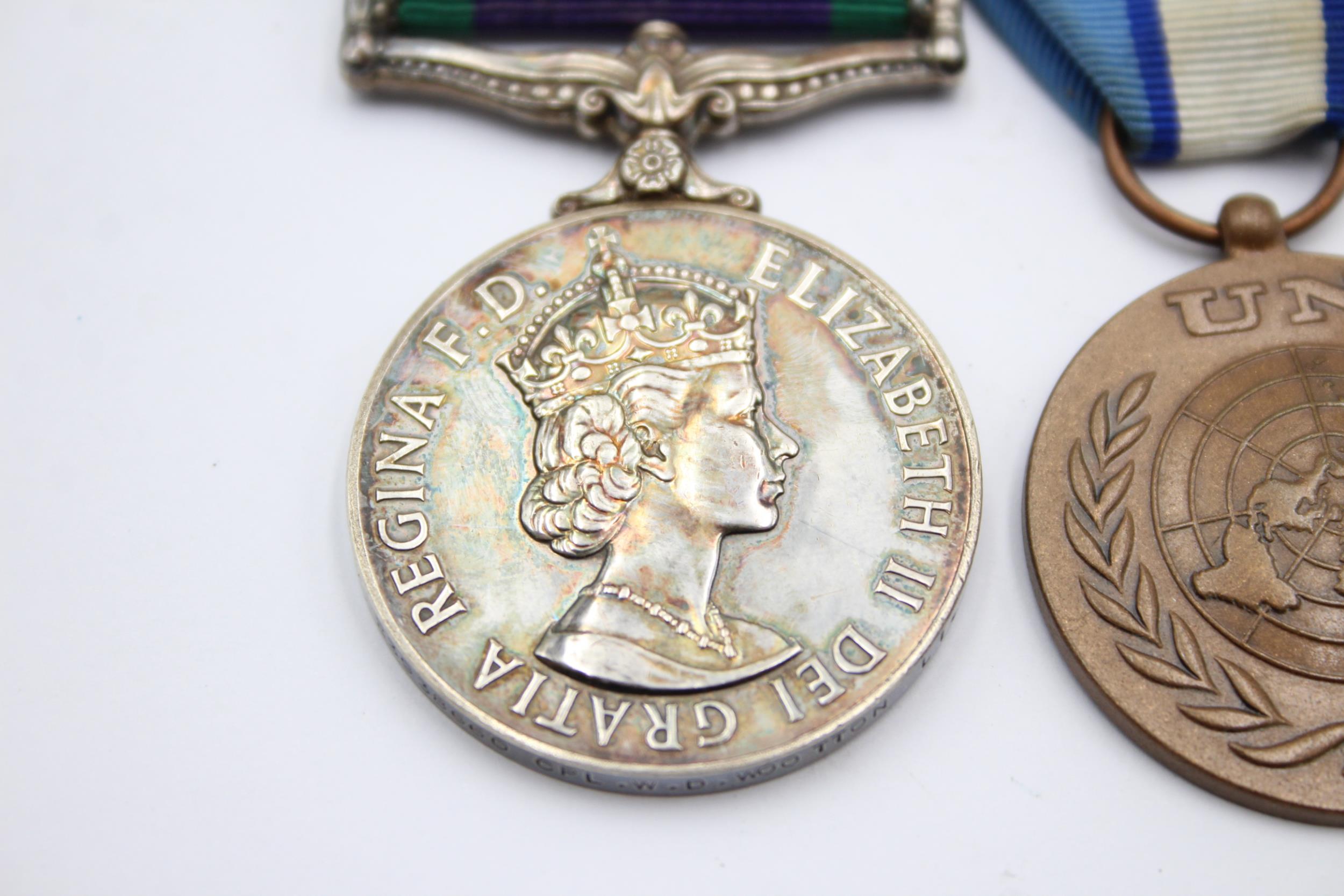 ER.II U.N Mounted Medal Pair Named Inc C.S.M Borneo & Northern Ireland // To CPL W.D Wootton - Light - Image 4 of 5