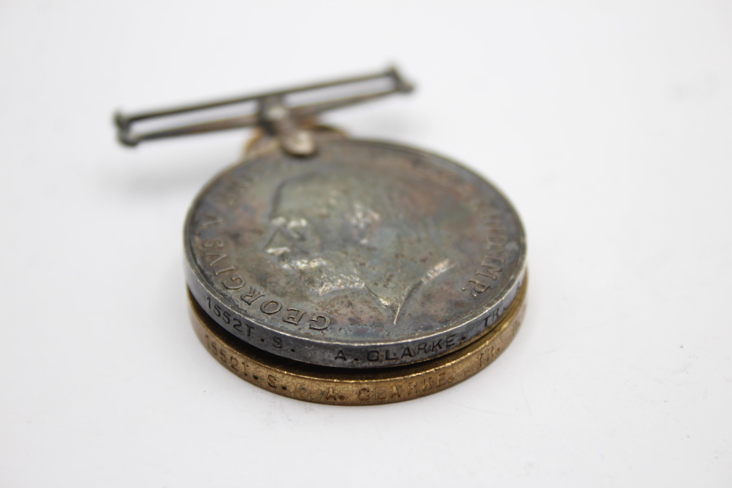 WW1 Medal Pair To 1552T.S A.Clarke TR. R.N.R // In antique condition Signs of age & patina Please - Image 9 of 10