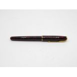 Vintage PARKER Sonnet Burgundy FOUNTAIN PEN w/ 18ct Gold Nib WRITING