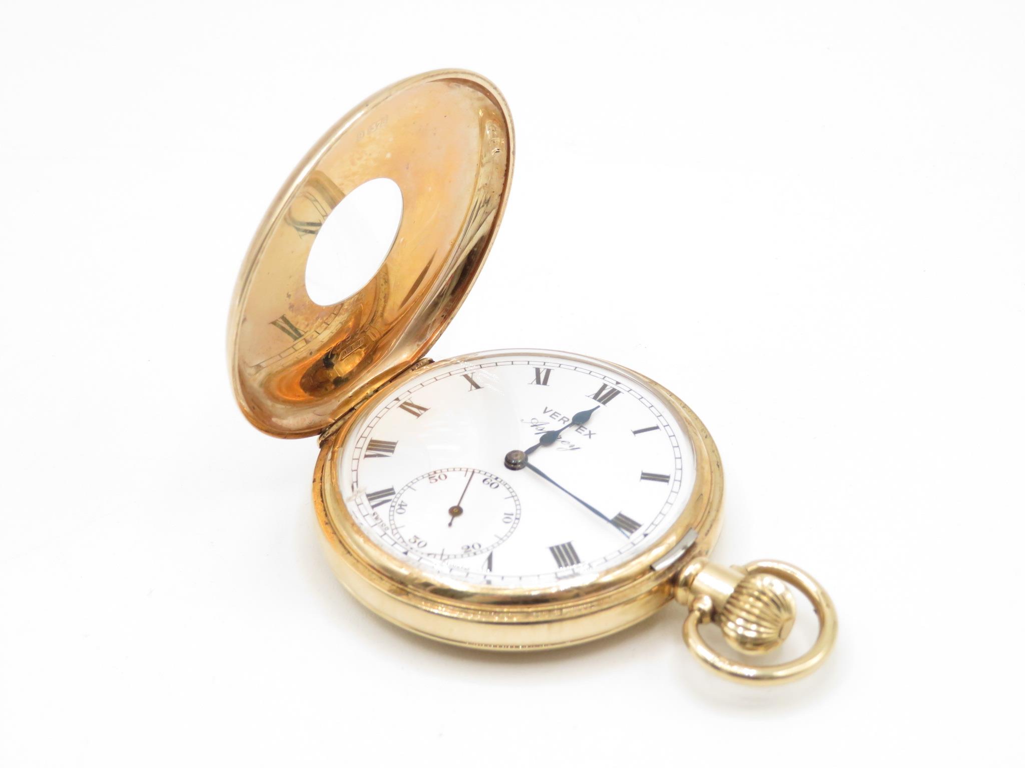 9ct gold gent's pocket watch by Vertex for Asprey signed 50 years loyal service J Summers and Sons - Image 8 of 9