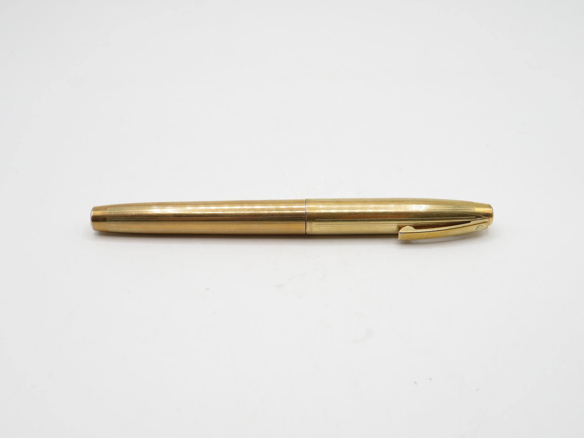 Vintage SHEAFFER Imperial Gold Plated FOUNTAIN PEN w/ 14ct Nib WRITING (24g) - Image 2 of 3
