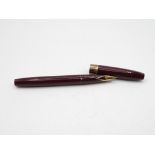 Vintage SHEAFFER Imperial Burgundy FOUNTAIN PEN w/ 14ct Gold Nib WRITING