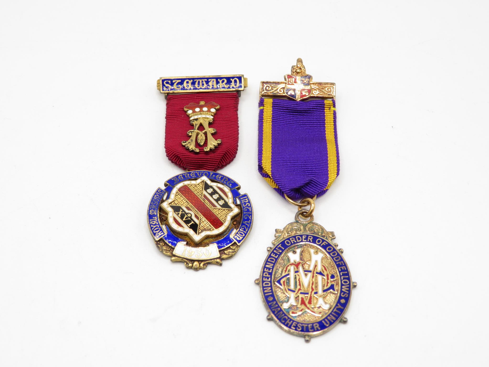 Silver and enamel Masonic medals 52g