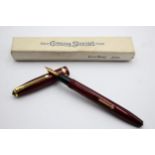 Vintage CONWAY STEWART 85L Burgundy FOUNTAIN PEN w/ 14ct Gold Nib WRITING Boxed