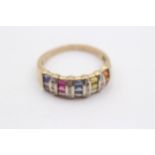 9ct White And Yellow Diamond And Various Hues Sapphire Statement Multicolour Ring (3.2g) Size T
