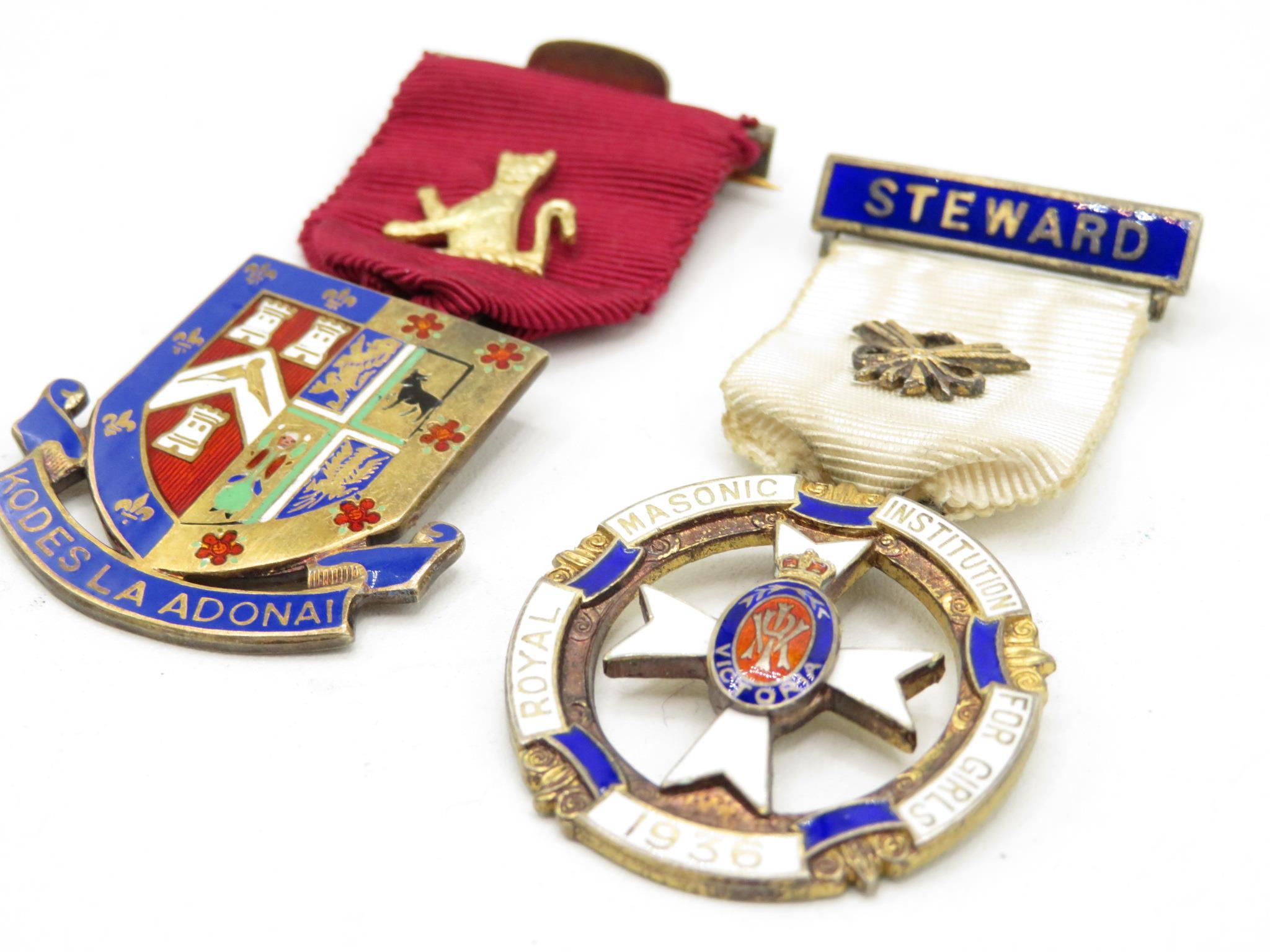 Silver and enamel Masonic medals 41g - Image 3 of 4