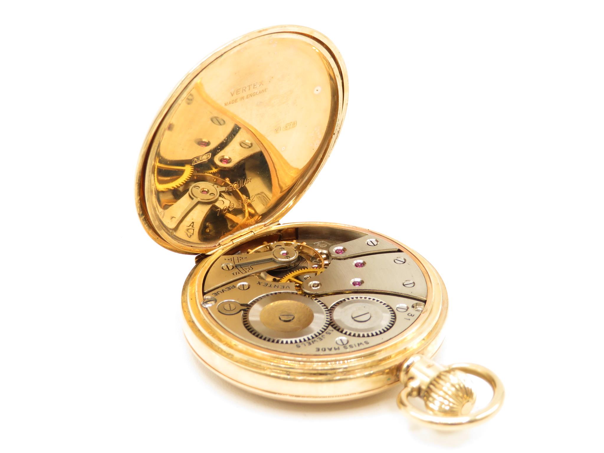 9ct gold gent's pocket watch by Vertex for Asprey signed 50 years loyal service J Summers and Sons - Image 4 of 9