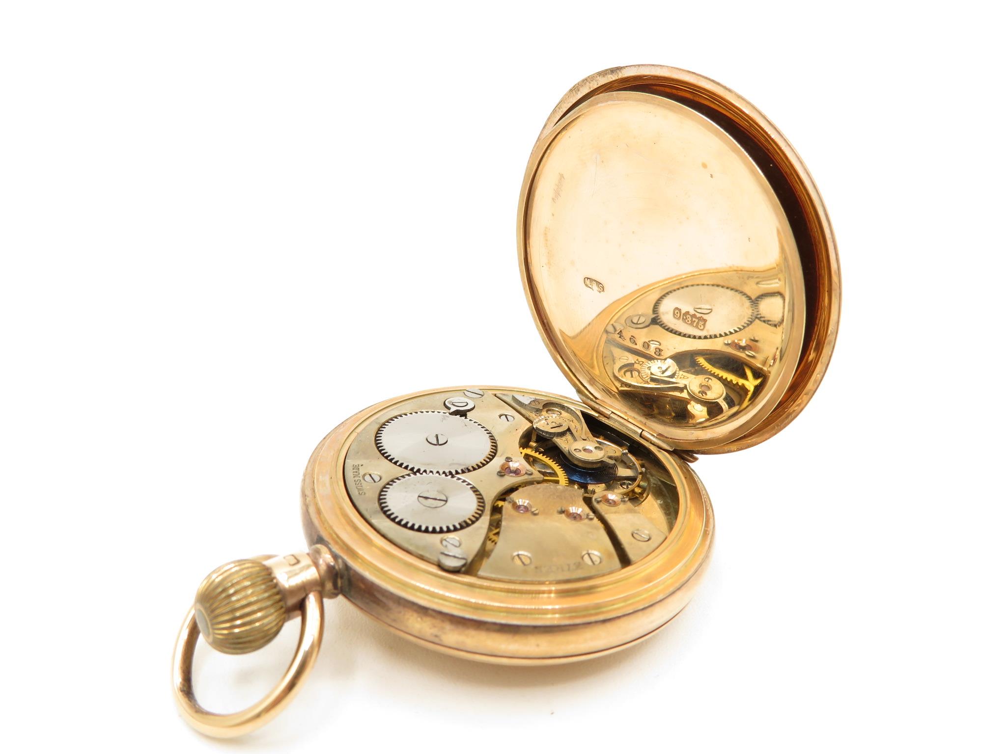9ct cased Half Hunter pocket watch - weight 102g - with box - Image 4 of 4