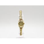 Ladies Tudor 18ct gold wristwatch with non gold strap - watch is overwound - 16mm case