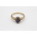 9ct Gold Amethyst & Diamond Cluster Dress Ring (3.1g) Size N 1/2