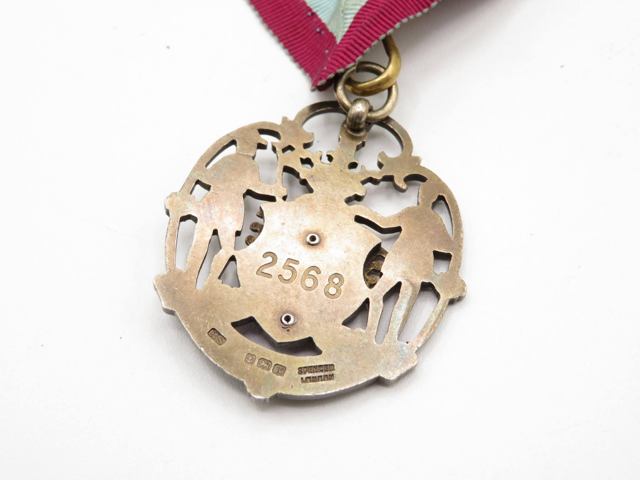 Silver and enamel Masonic regalia with sash band 42g - Image 4 of 4