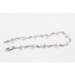 9ct White Gold Diamond Details Leafy Branch Links Fancy Chain Bracelet (3.9g)