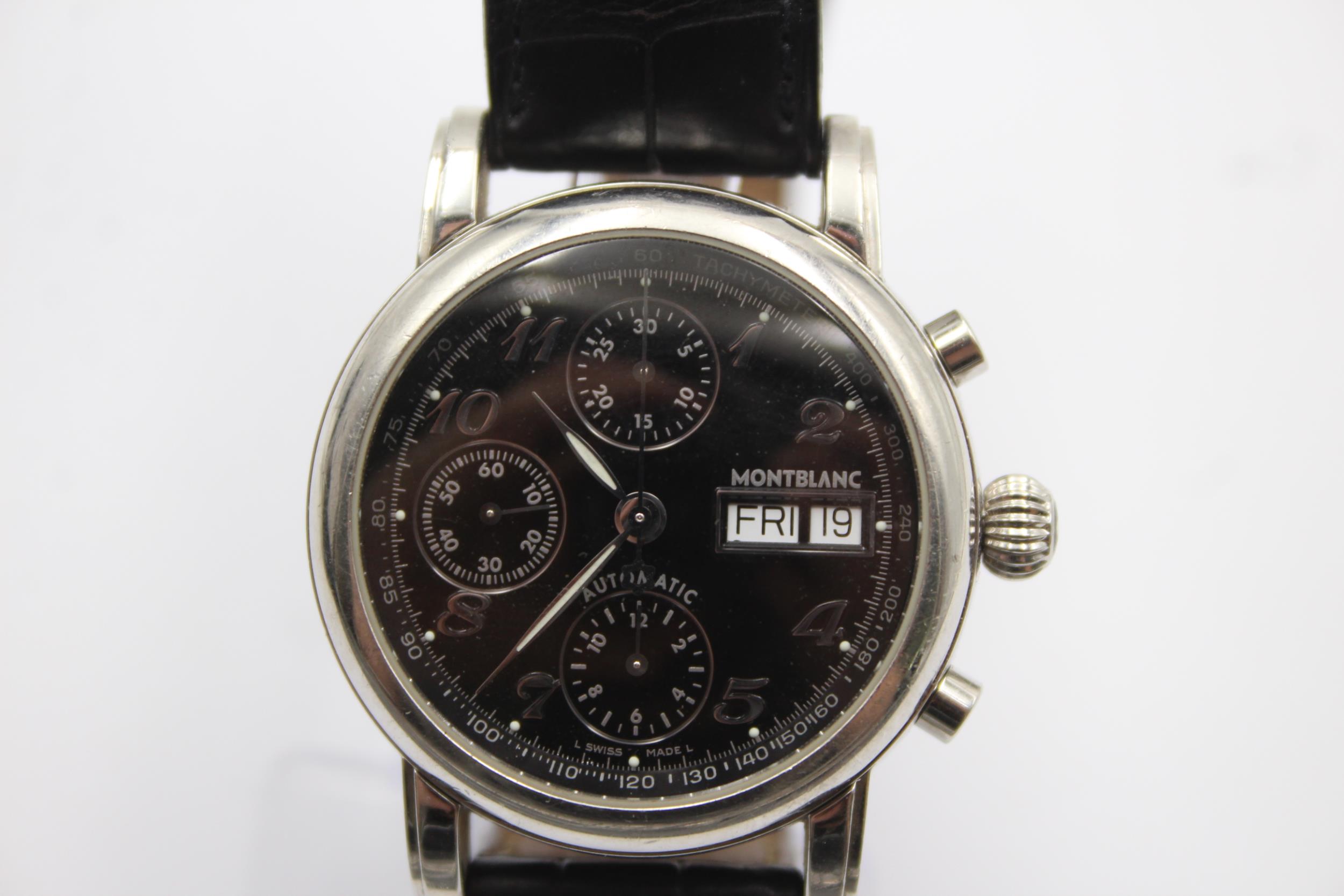 Gents MONTBLANC Meisterstruck Star Chronograph 7019 Automatic WRISTWATCH WORKING - Image 2 of 4