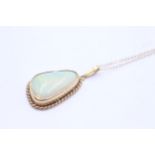 9ct Gold Rough Cut Opal Bezel Frame Pendant Necklace (4.4g)