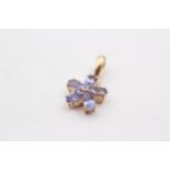 9ct Gold Diamond And Tanzanite Flower Cluster Charm Pendant (1.4g)