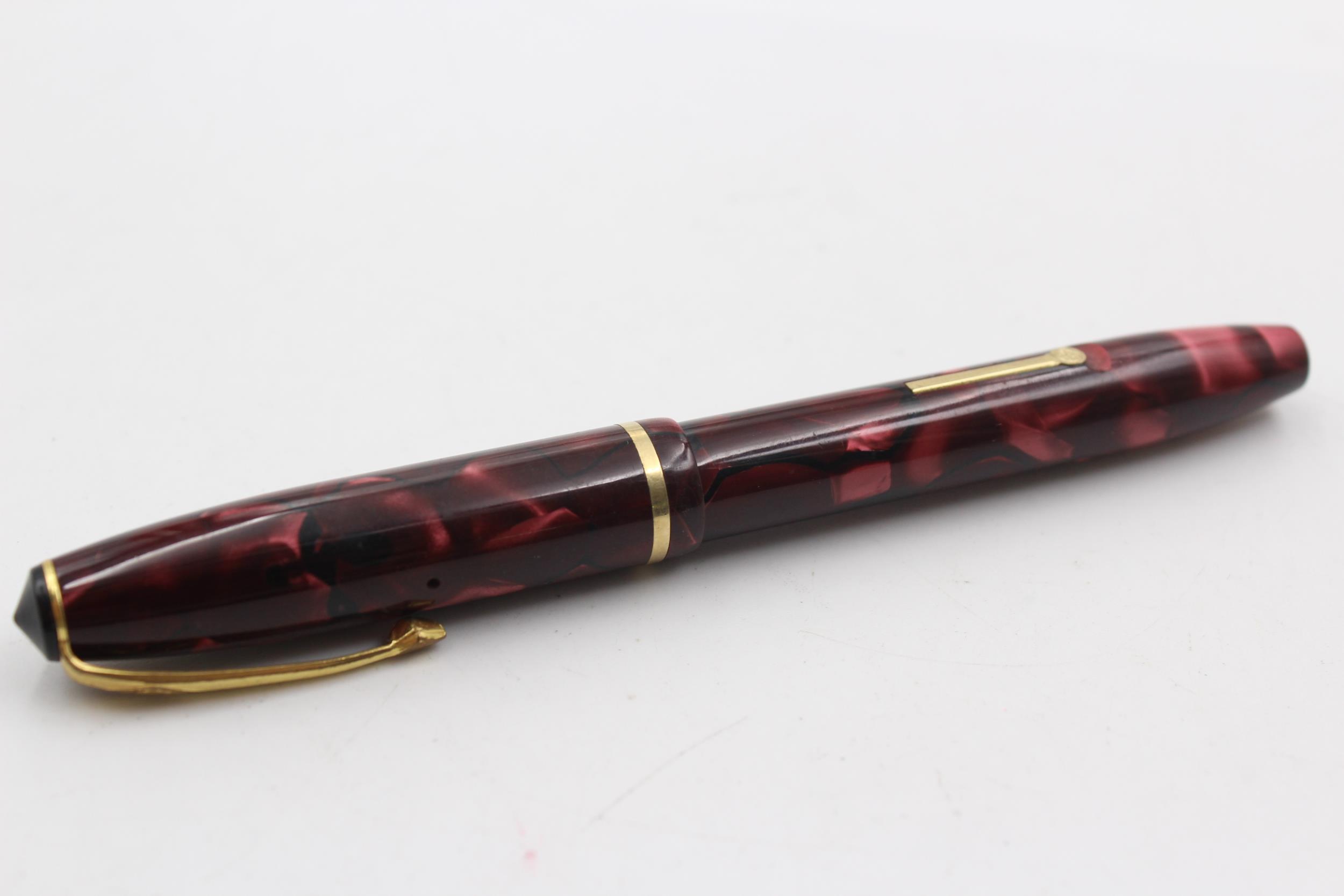 Vintage CONWAY STEWART 15 Burgundy FOUNTAIN PEN w/ 14ct Gold Nib WRITING - Image 8 of 8