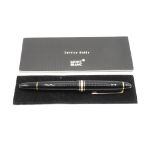 MONTBLANC Meisterstuck Black FOUNTAIN PEN w/ 14ct White Gold Nib WRITING