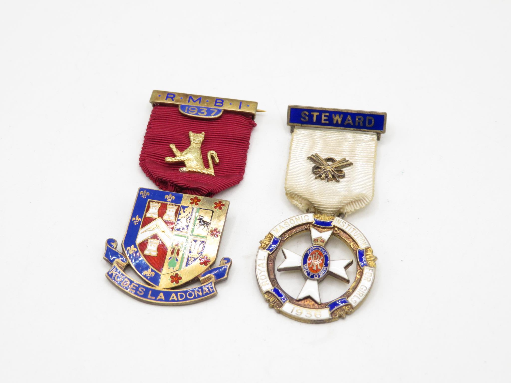 Silver and enamel Masonic medals 41g