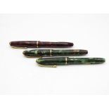 3 x Vintage CONWAY STEWART Dinkie Fountain Pens w/ 14ct Gold Nibs WRITING