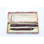 Vintage CONWAY STEWART 14 Burgundy FOUNTAIN PEN w/ 14ct Gold Nib WRITING Boxed