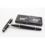 MONTBLANC Meisterstuck Black FOUNTAIN PEN w/ 14ct White Gold Nib WRITING