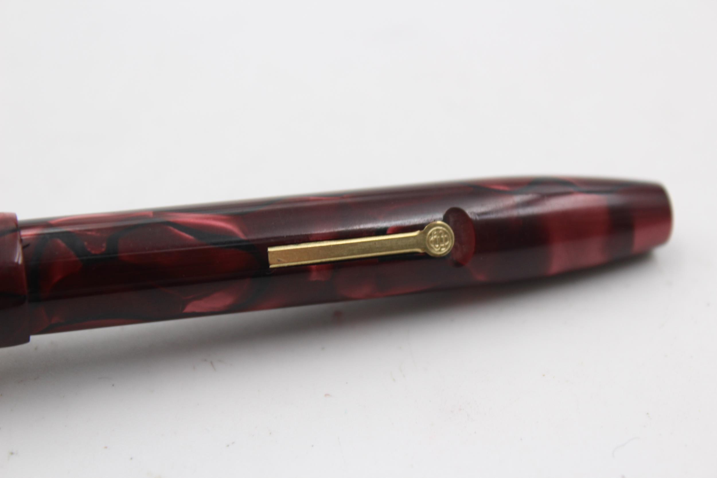 Vintage CONWAY STEWART 15 Burgundy FOUNTAIN PEN w/ 14ct Gold Nib WRITING - Image 6 of 8