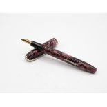 Vintage CONWAY STEWART 75 Burgundy FOUNTAIN PEN w/ 14ct Gold Nib WRITING