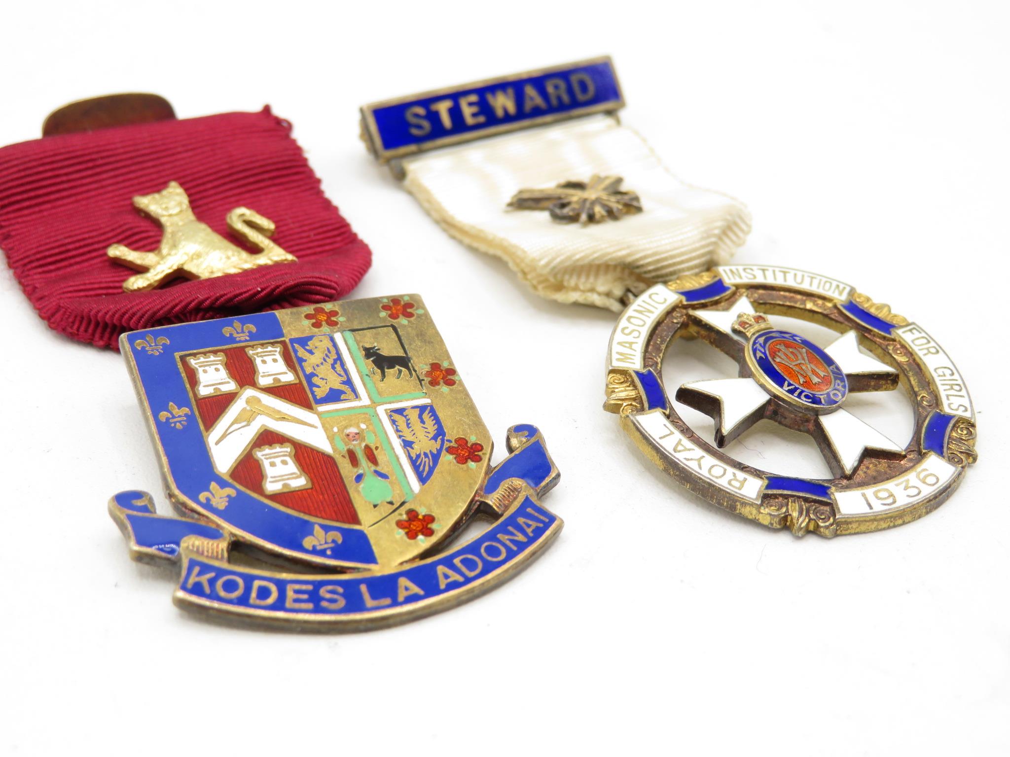 Silver and enamel Masonic medals 41g - Image 4 of 4