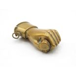 Antique Base Metal Novelty Clenched Fist / Figa TOBACCIANA Vesta Case // Dimensions - 7cm(h) x 4cm(