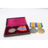 WW1 Mounted Medal Pair & Boxed GV Imperial Service Medal // WW1 Mounted Medal Pair & Boxed GV