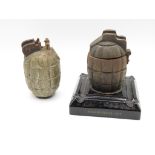 Pair of Trench Art hand grenades desk tidys